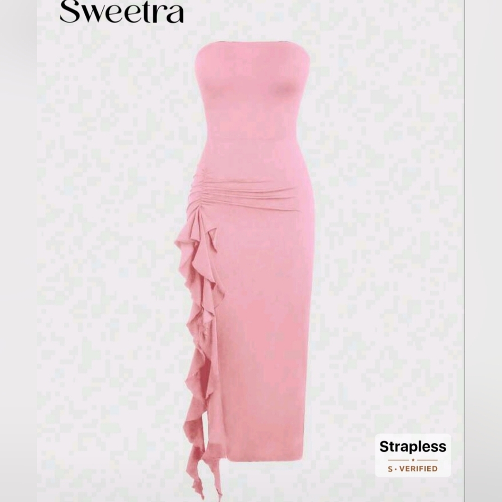 Strapless Pink Ruffle Dress